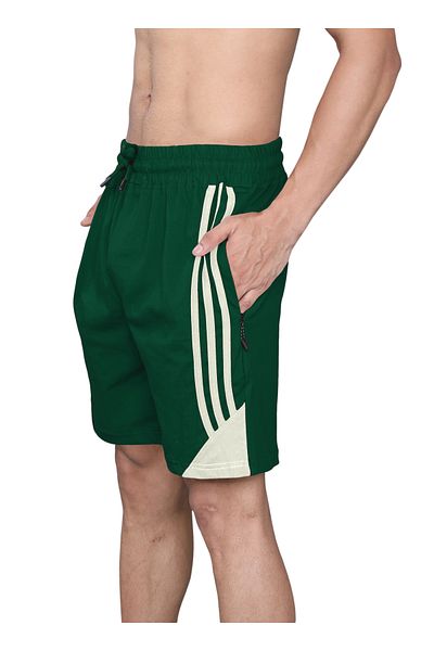 LAUREN SMITH Athletic Men’s Shorts 100%Cotton Comfortable Workout, Elastic Waist & Zipper Pockets-