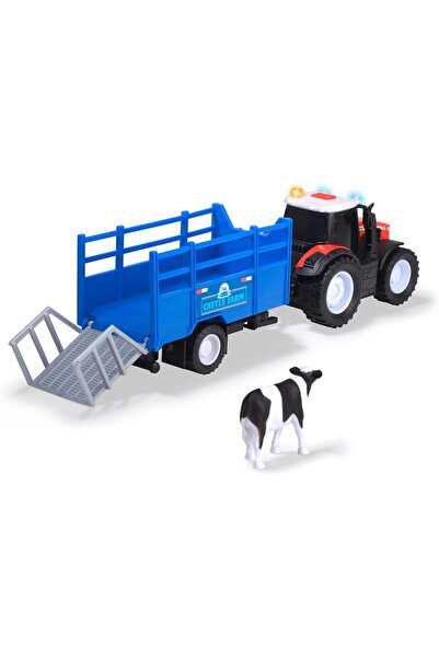 Simba Dickie Toys 203734003, Massey Ferguson Transporter, Sound and Light, Free Wheel, 1 Animal Fi