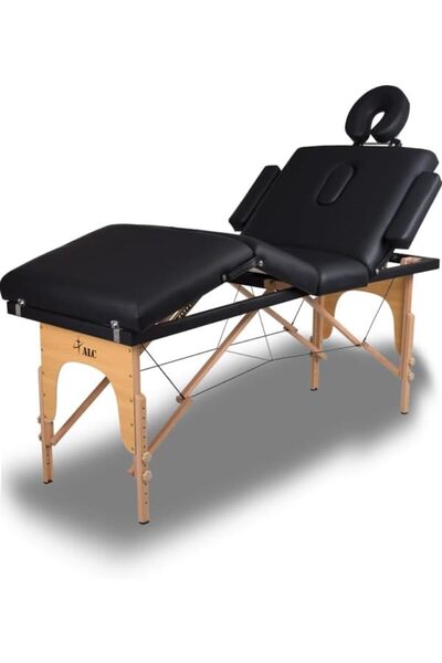 ALC VIP 4 Katlanabilir Masaj Masası Terapi Masası Güzellik Salonu Masası (Siyah)