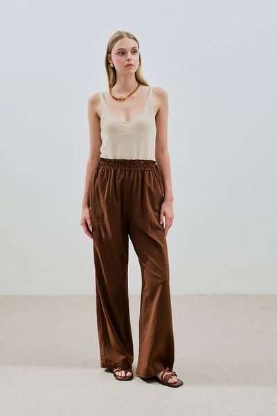 Manuka Textured Tie Trousers Brown