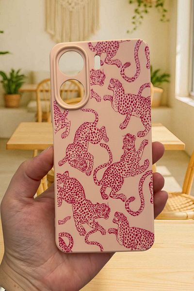 Vip Case Redmi̇ 13C- Pink Leopard Pattern Launch Camera Protected Soft Silicone Rubber Case277