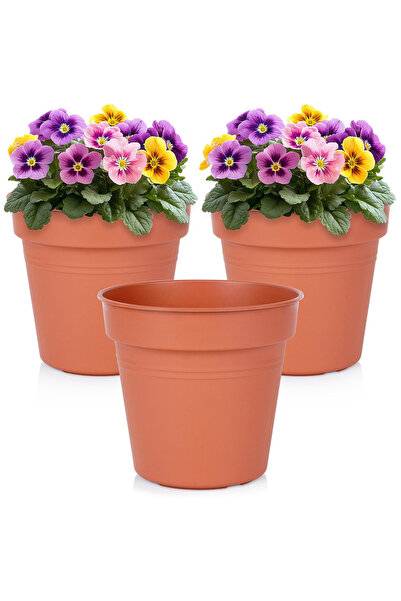 shumee Ghiveci rotund de grădină din plastic, 17 cm, 3 buc.