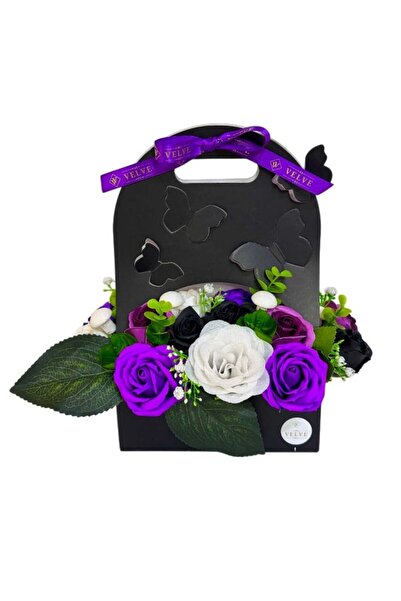 velve Aranjament floral Mariposa, trandafiri de sapun si plante artizanale, i...