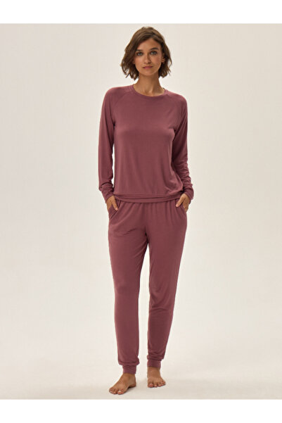 ESOTIQ Set pijamale pentru femei, format din două piese, tricou cu mânecă lun...