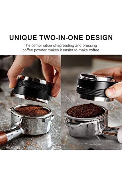 Roomlyne Coffee Distributor 51mm (3 Angled Slopes Base & Flat Base) Stainless Steel, Dual Head