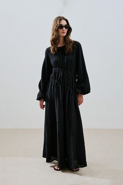 Manuka ROCHIE TEXTURĂ CU LEGARE STRUNG NEGRU