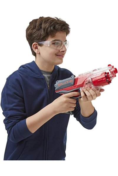 STOREMAX Nerf Elite Disruptor Blaster, 6-Dart Davul, 6 Elite Dart, Hızlı Ateş, Yarı Saydam Kırmızı