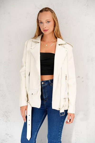 Jaglion Oversize Long Women's Black Leather Jacket