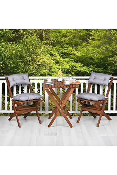 Genel Markalar BYSAY AHŞAP KATLANIR MİNDERLİ 3 lü BİSTRO SET MUTFAK BALKON BA...