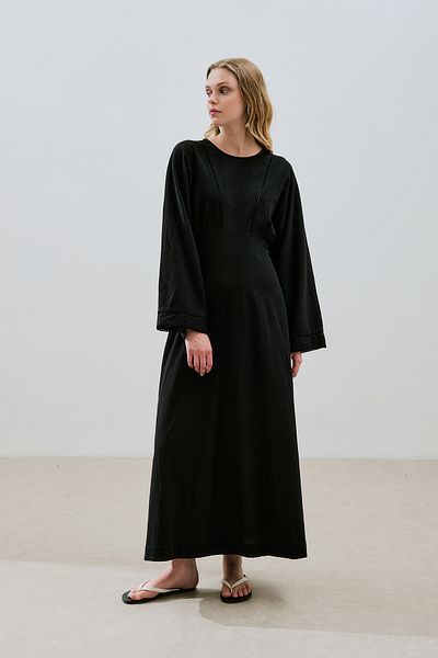 Manuka Textured Striped Detailed Dress Black