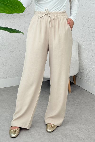 Salih Çelebi Pantaloni casual cu talie elastică 2382 - CULOARE STONE