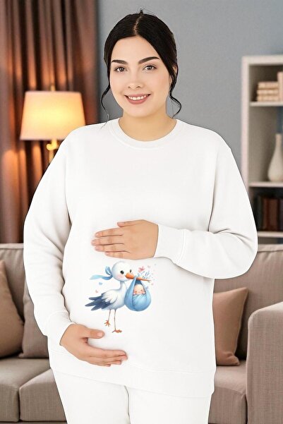 DM DOLCE MORE سويت شيرت مطبوع للحوامل