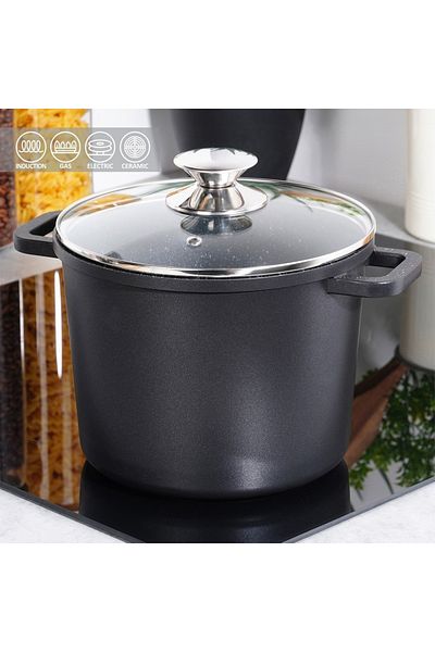 shumee Granite pot with glass lid, tall, LARGE, 4.2 l