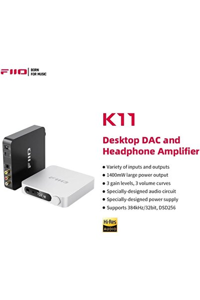 Hepta Collection FiiO Ev Ses veya PC için K11 DAC ve Kulaklık Amplifikatörü, 6.35mm ve Dengeli 4.4mm, RCA, Koaksiy...
