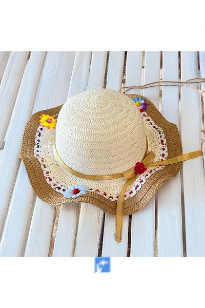Kardelen Butik Denizli Solid Color Mercerized Girl's Hat (Age 3-7)