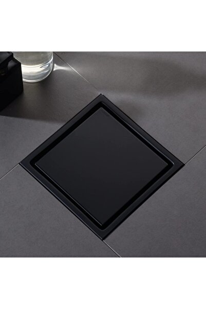 Almiftah DEOKXZ 6 Inch Black Square Shower Floor Drain, with Removable Grille Cover Tile Insert Hidden Form,