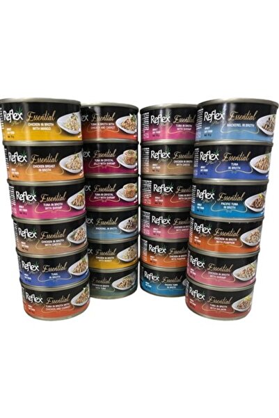 Reflex Plus Essential Yetişkin Kedi Konserve Mama Konserve Yaş Kedi Maması Karışık Paket 24X70GR