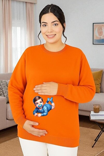 DM DOLCE MORE سويت شيرت مطبوع للحوامل