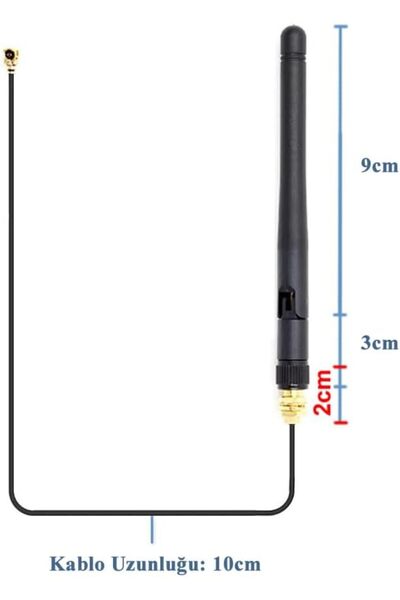 Genel Markalar 2.4Ghz 3dBi Wifi Anten Seti Esp8266 Sma Ufl Soket 900Mhz 1800Mhz 2400Ghz RF Esp-07 Esp32 Gsm Wifi Si