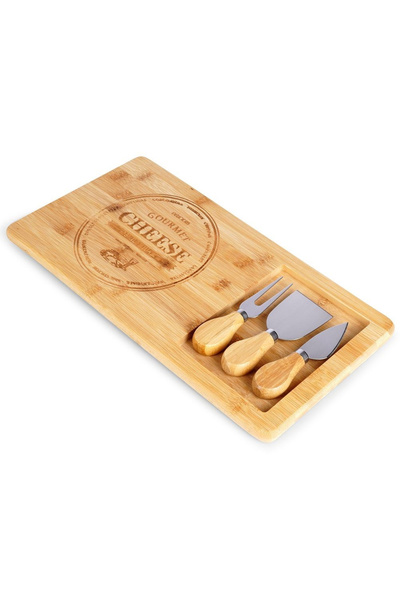 shumee Bamboo cheese board with knives, 4 pieces.