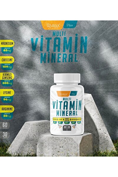 Buhara Uzmax Multivitamin 60 Capsules [Arginine - Lysine - Red Ginseng - Caffeine - Magnesium]