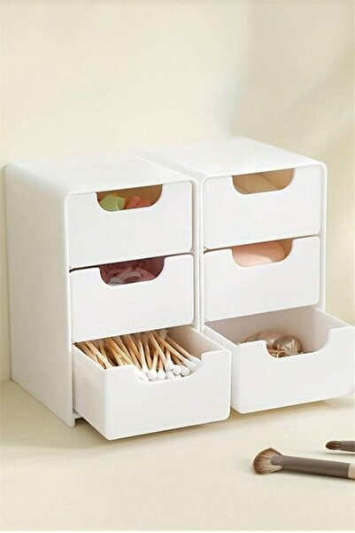 Bayev Tidy 4 Adet Mini Çekmece Organizer 3 Çekmeceli Çok Amaçlı Düzenleyici -Takı Hobi Aksesuar Organizeri