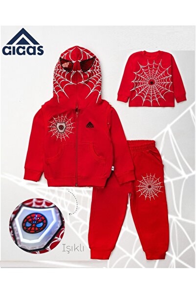 ETÇ BABY E.T.Ç BABY Erkek Çocuk Işıklı Örümcek Adam Kostümlü Üçlü Eşofman Takım