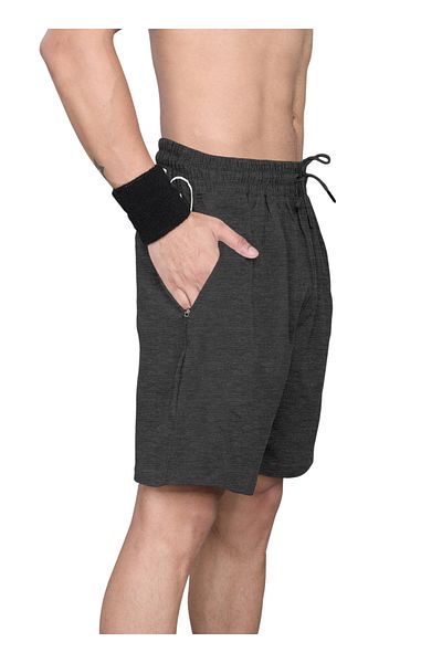 LAUREN SMITH Athletic Men’s Shorts 100%Cotton Comfortable Workout, Elastic Waist & Zipper Pockets-