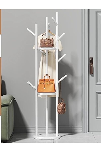 Un شماعة و علاقة ملابس بتصميم عصري وأنيق - ارتفاع 170 سم، لون ابيض