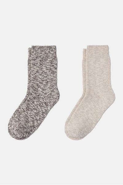 Tchibo Women 2 Pairs Of Knitted Socks, Beige Combo