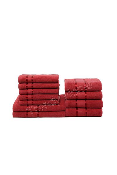 trendyhome Set of 11 Hand/Face/Body Towels, 100% Cotton, Red, 400g/m², ST12203