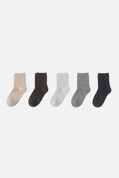 Tchibo Men 5 Pairs Plain Assorted Socks, Grey and Brown Combo