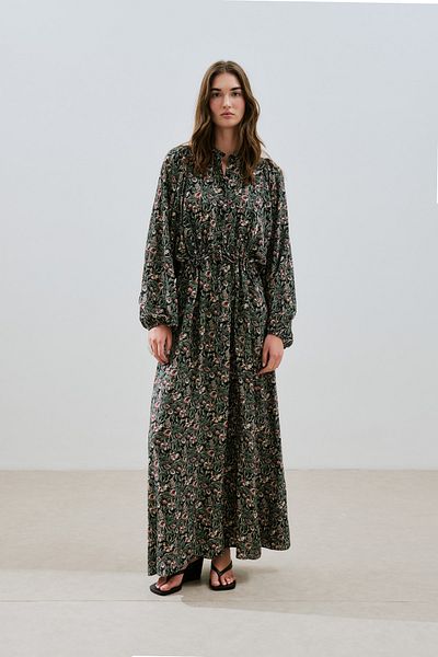 Manuka Patterned Viscosin Tie Dress Vintage Floral