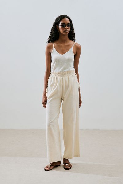 Manuka Textured Tie Trousers Natural