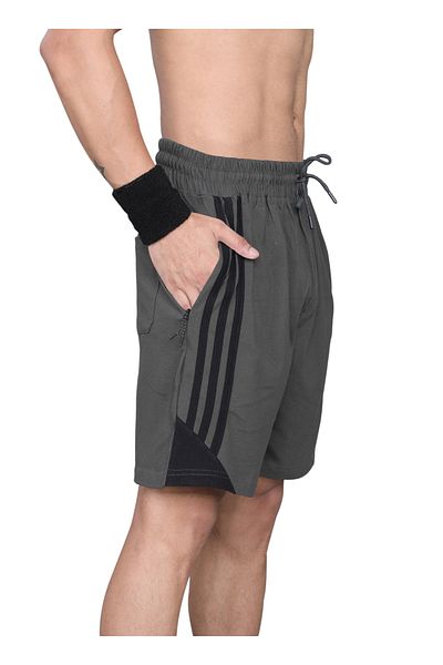 LAUREN SMITH Athletic Men’s Shorts 100%Cotton Comfortable Workout, Elastic Waist & Zipper Pockets-