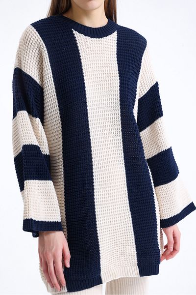 sole stories Women's Oversize Cut Color Block Sweater Dress