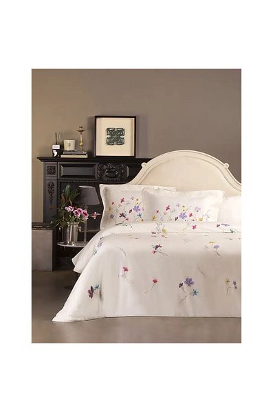 Valeron. Premium double bed linen set, Valeron, 7 pieces, Pauline, 100% Egyptian cotton, beige