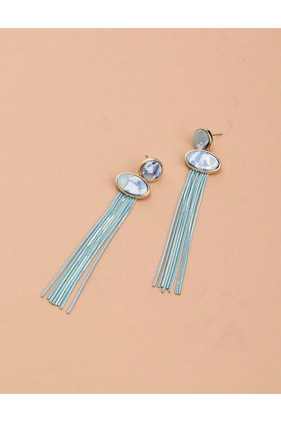 İLVİ Arnleif Gold Color Turquoise Chain Women's Earrings