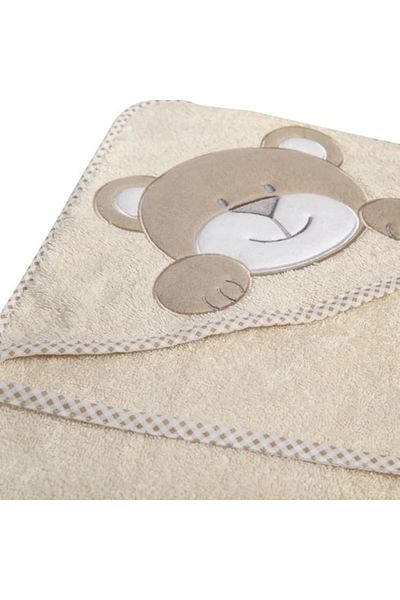 divendi-ro Baby towel, baby, cotton, teddy bear model, with hood, size 1x1m, beige