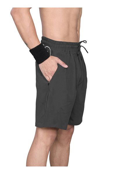 LAUREN SMITH Athletic Men’s Shorts 100%Cotton Comfortable Workout, Elastic Waist & Zipper Pockets-