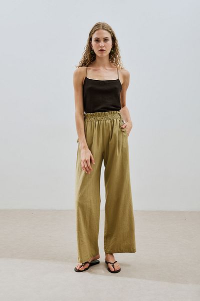 Manuka Textured Tie Trousers Khaki