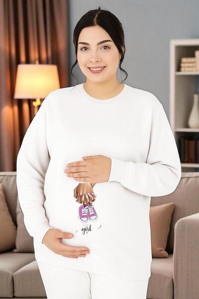 DM DOLCE MORE سويت شيرت مطبوع للحوامل