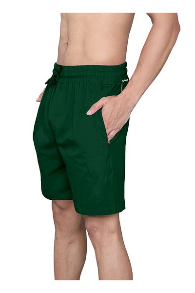 LAUREN SMITH Athletic Men’s Shorts 100%Cotton Comfortable Workout, Elastic Waist & Zipper Pockets-
