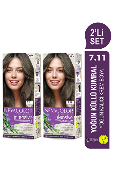 Neva Color INTENSIVE 2'Lİ SET 7.11 YOĞUN KÜLLÜ KUMRAL Kalıcı Krem Saç Boyası Seti