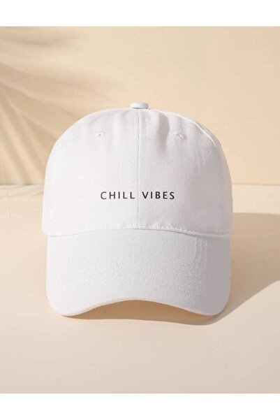 caxis Chill Vıbes Printed White Unisex Classic Model Adjustable Velcro Hat