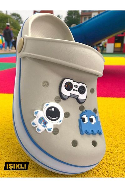 MARKABONİ Boy's Beige Non-Slip Sole Lighted Pool Beach Slippers & Sandals