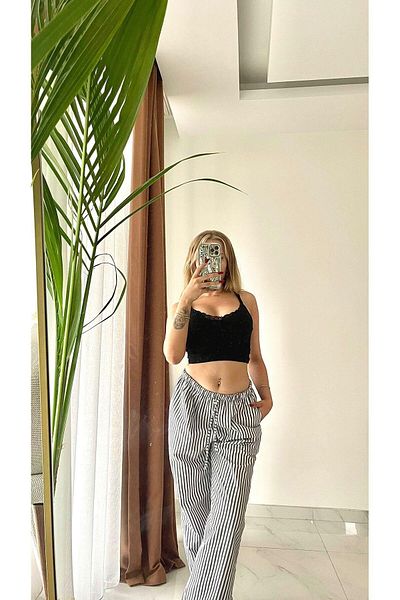 Wisevelya Dark Gray Striped Pinterest Sweatpants