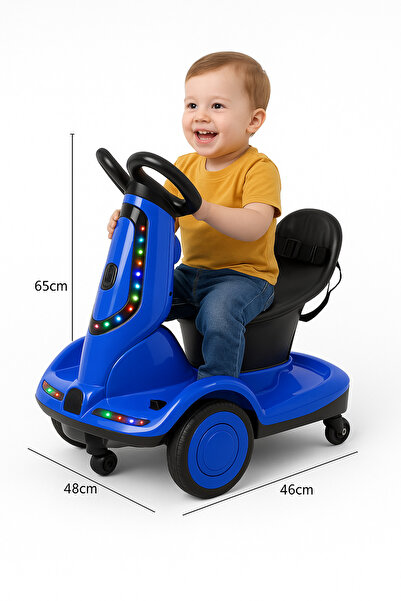 rexa Four-Wheel Electric Scooter for Kids with Double Drive, Music & LED Lights