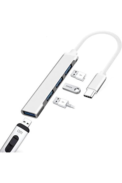 Hype Store محول تعدد المنافذ من النوع C إلى USB مزود بـ 4 منافذ متوافق مع جها...