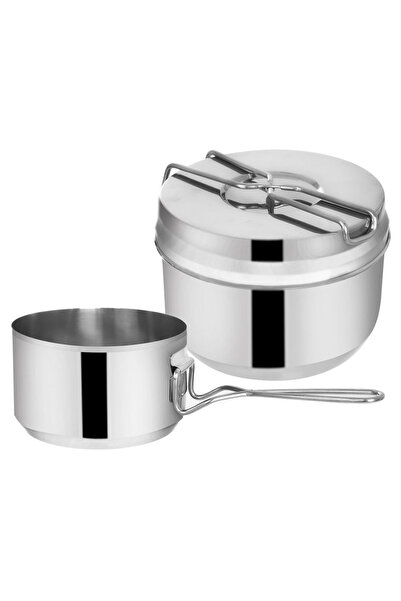 shumee Cutie de oțel pentru mâncare turistică, cercetașă și militară, 1,5 l, 900 ml, 3 buc.